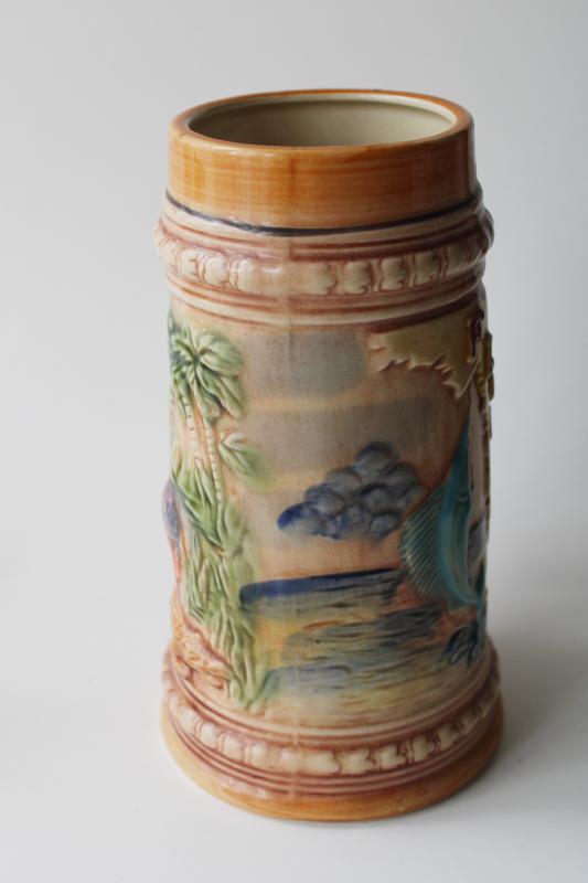 photo of vintage Florida souvenir beer stein, made in Japan hand painted ceramic #3