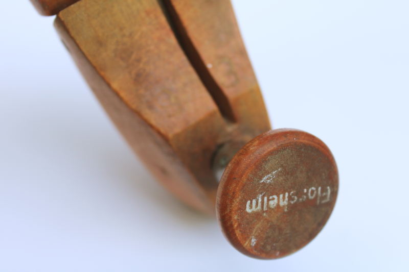 photo of vintage Florsheim shoe trees, pair of wood feet foot shape shoe stretchers #3