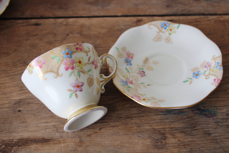 photo of vintage Foley bone china tea cup & saucer floral w/ gold #5