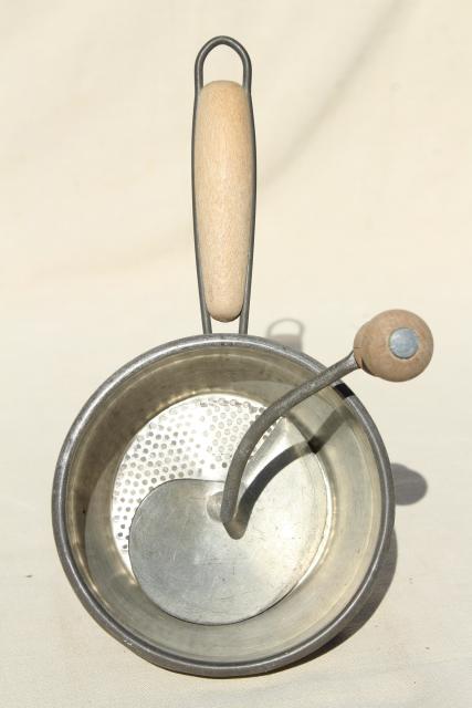 photo of vintage Foley food mill, baby food size hand crank strainer for applesauce etc. #1