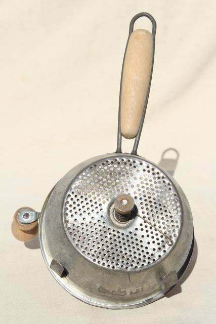 photo of vintage Foley food mill, baby food size hand crank strainer for applesauce etc. #3