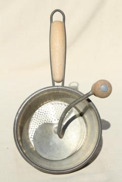 vintage Foley food mill, baby food size hand crank strainer for applesauce etc.