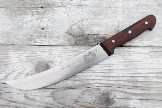 photo of vintage Forschner Victorinox chef's knife, curved blade cheese or butcher knife kitchen carving #1