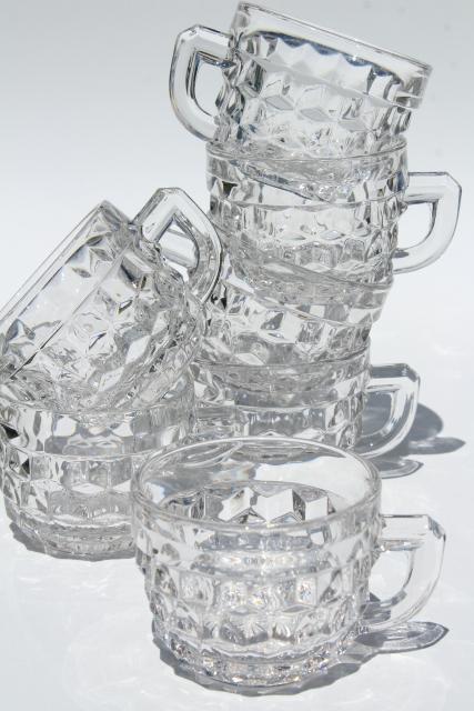 photo of vintage Fostoria American cube pattern glass punch cups, crystal clear glass #1