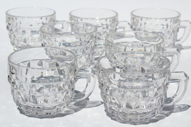 photo of vintage Fostoria American cube pattern glass punch cups, crystal clear glass #6