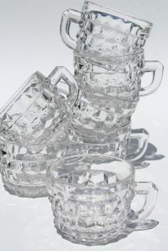 catalog photo of vintage Fostoria American cube pattern glass punch cups, crystal clear glass