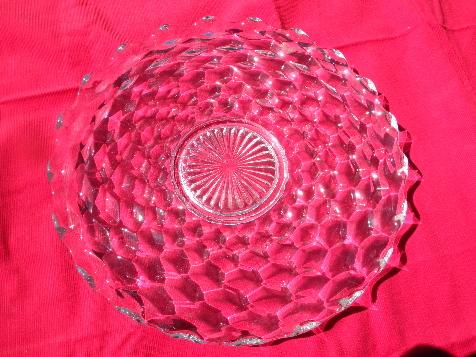 photo of vintage Fostoria American cube pattern round torte or cake plate #1