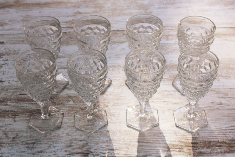 photo of vintage Fostoria American cube pattern water goblets, large wine glasses set of 8  #4