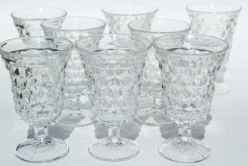 catalog photo of vintage Fostoria American cube pattern wine glasses, set of low water goblets