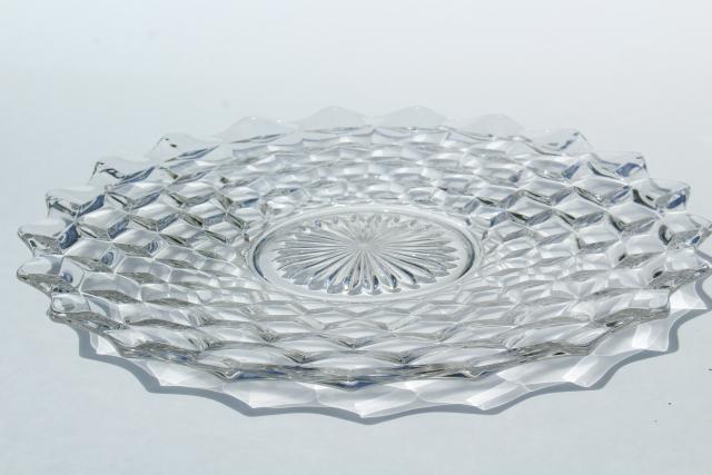 photo of vintage Fostoria American pattern glass, sandwich tray plate & salad bowl #6