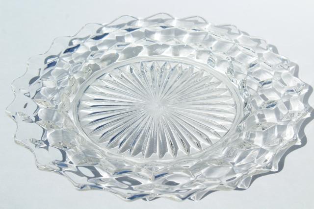 photo of vintage Fostoria American pattern pressed glass salad plates, set of 6 #7