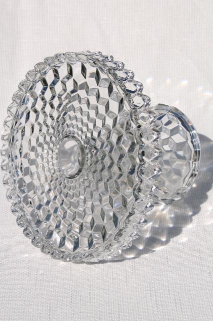 photo of vintage Fostoria American round cake stand w/ brandy well, crystal clear glass #6