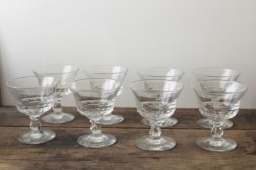 catalog photo of vintage Fostoria Century pattern cocktails or champagne glasses, crystal clear elegant glass