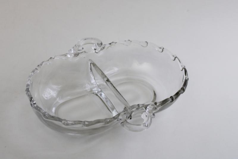 photo of vintage Fostoria Century pattern crystal clear glass divided dish, sauce or relish #1