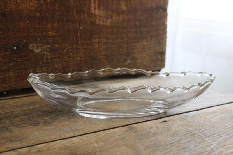 photo of vintage Fostoria Century pattern crystal clear glass oval bowl relish or pickle dish #1