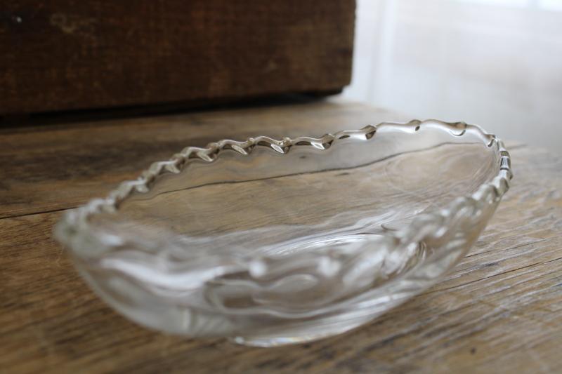 photo of vintage Fostoria Century pattern crystal clear glass oval bowl relish or pickle dish #3