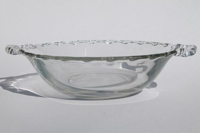 photo of vintage Fostoria Century pattern glass bowl w/ handles, crystal clear elegant glass #1
