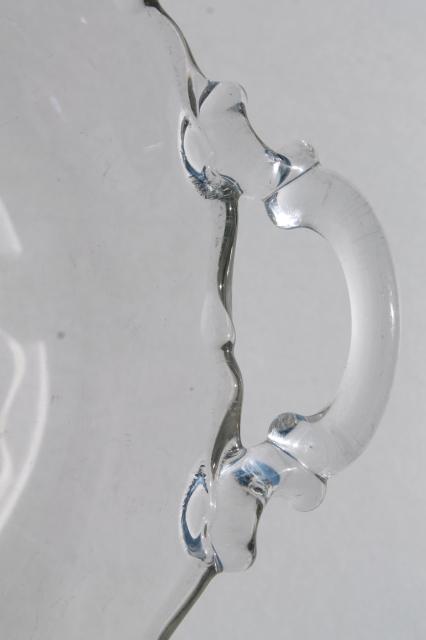 photo of vintage Fostoria Century pattern glass bowl w/ handles, crystal clear elegant glass #3