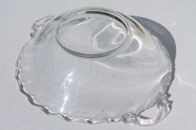 photo of vintage Fostoria Century pattern glass bowl w/ handles, crystal clear elegant glass #4