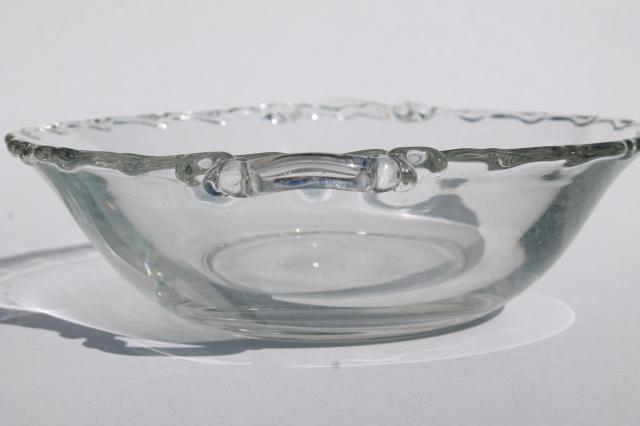 photo of vintage Fostoria Century pattern glass bowl w/ handles, crystal clear elegant glass #5