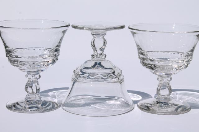 photo of vintage Fostoria Century pattern glass, crystal clear champagne glasses set of 8 #5