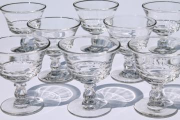 catalog photo of vintage Fostoria Century pattern glass, crystal clear champagne glasses set of 8