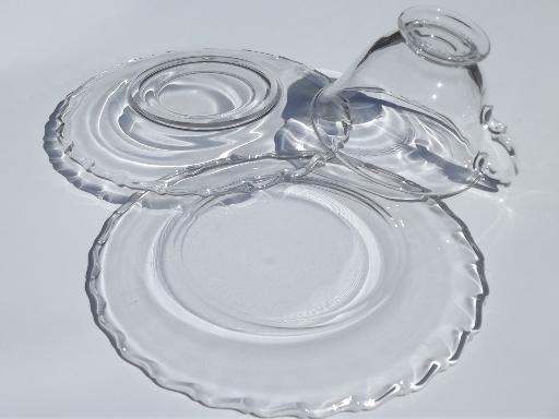 photo of vintage Fostoria Century pattern glass dessert set, plates, cups & saucers #4