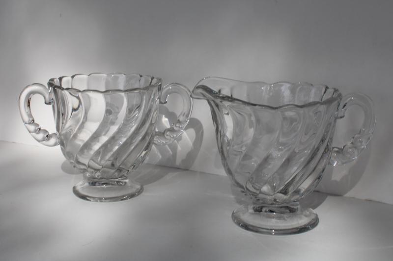photo of vintage Fostoria Colon pattern cream & sugar set, crystal clear elegant glass #3