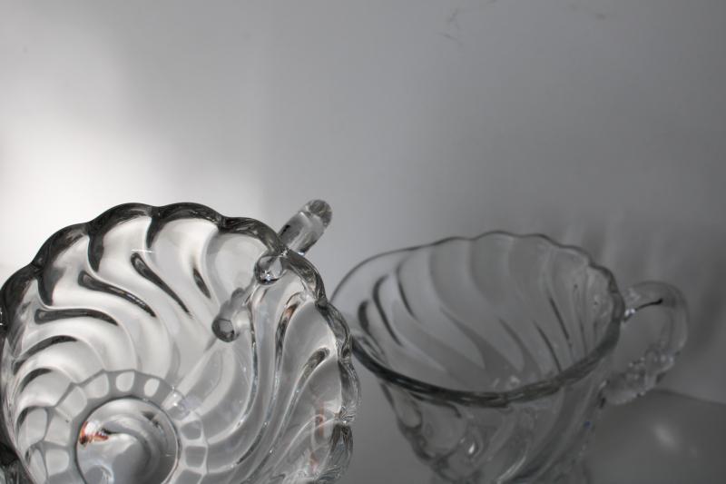 photo of vintage Fostoria Colon pattern cream & sugar set, crystal clear elegant glass #4