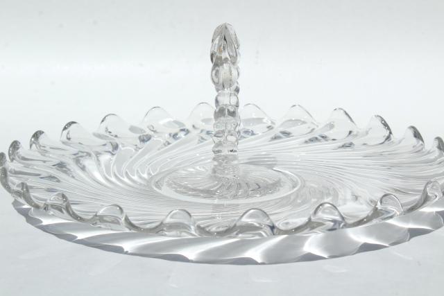 photo of vintage Fostoria Colony glass sandwich tray or cake plate w/ center handle #4