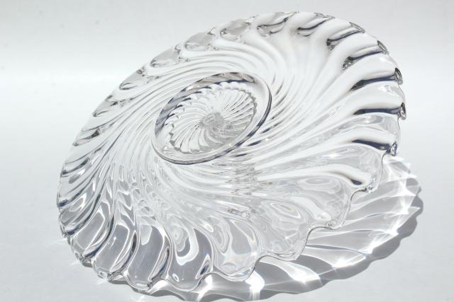 photo of vintage Fostoria Colony glass sandwich tray or cake plate w/ center handle #7