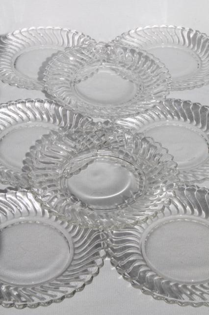 photo of vintage Fostoria Colony glass tea party / luncheon set, plates, cups & saucers #7