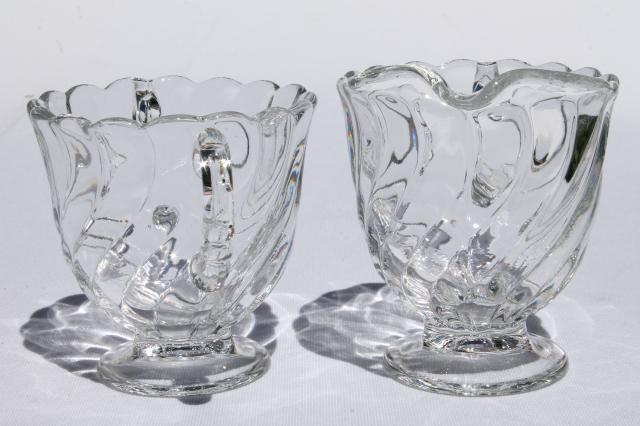 photo of vintage Fostoria Colony pattern pressed glass, cream pitcher & sugar bowl set #4