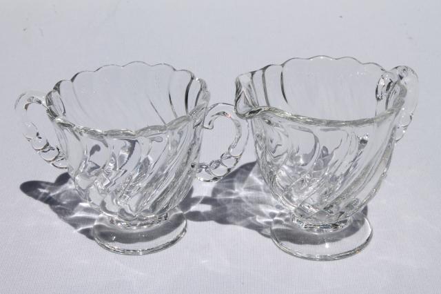 photo of vintage Fostoria Colony pattern pressed glass, cream pitcher & sugar bowl set #7