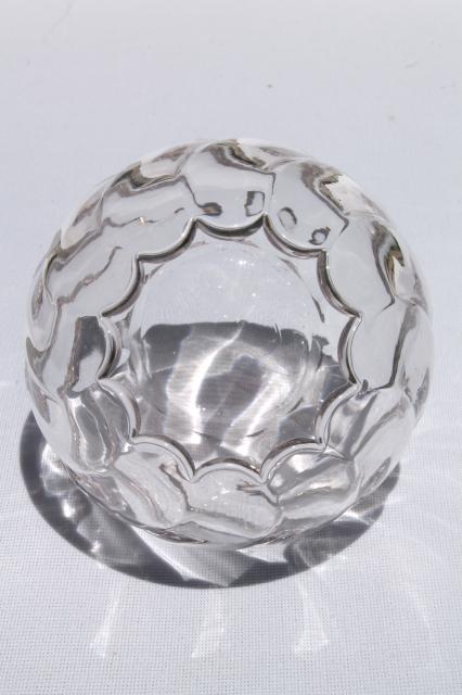 photo of vintage Fostoria Colony pattern pressed glass round vase rose bowl / ivy ball #2