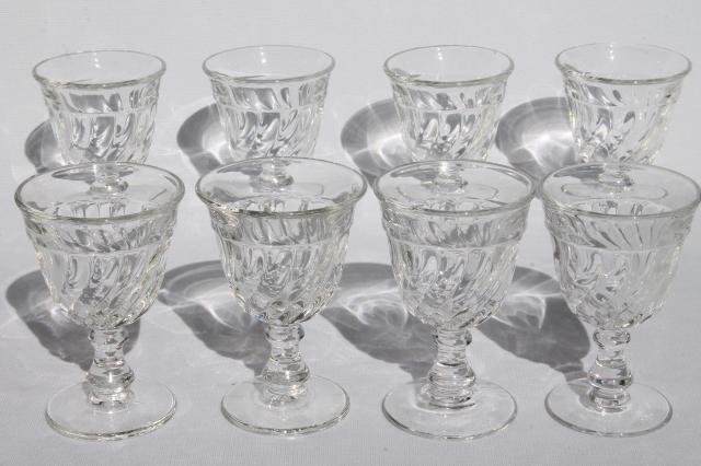 photo of vintage Fostoria Colony wine glasses, set of 8 crystal clear goblets #1