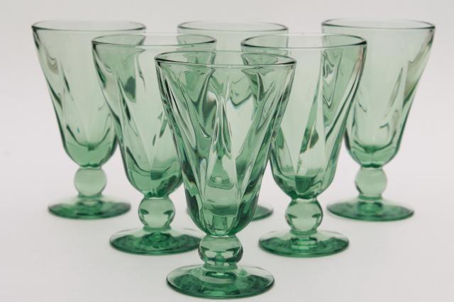 photo of vintage Fostoria Fairmont green glass stemware, set of 6 juice glasses #1