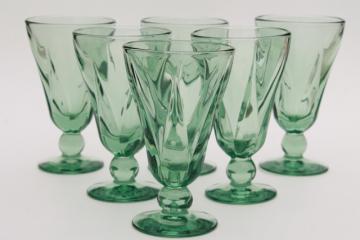 catalog photo of vintage Fostoria Fairmont green glass stemware, set of 6 juice glasses