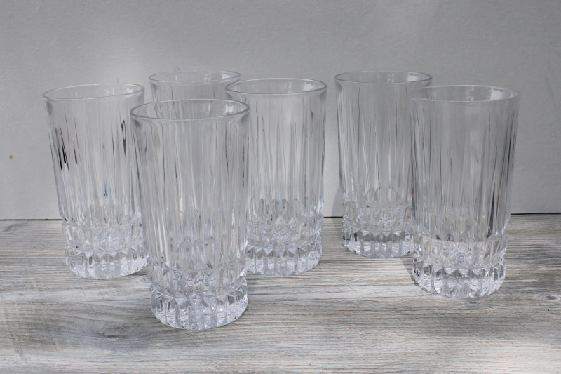 photo of vintage Fostoria Heritage highball glasses, set of 6 tumblers heavy crystal drinking glasses #1
