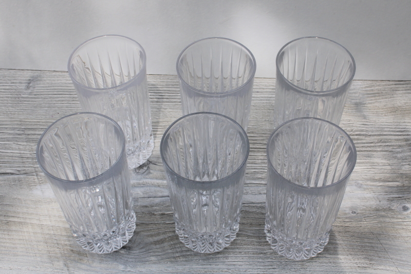 photo of vintage Fostoria Heritage highball glasses, set of 6 tumblers heavy crystal drinking glasses #3