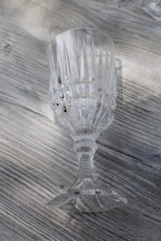 photo of vintage Fostoria Heritage water glasses, set of 6 goblets heavy crystal stemware #2