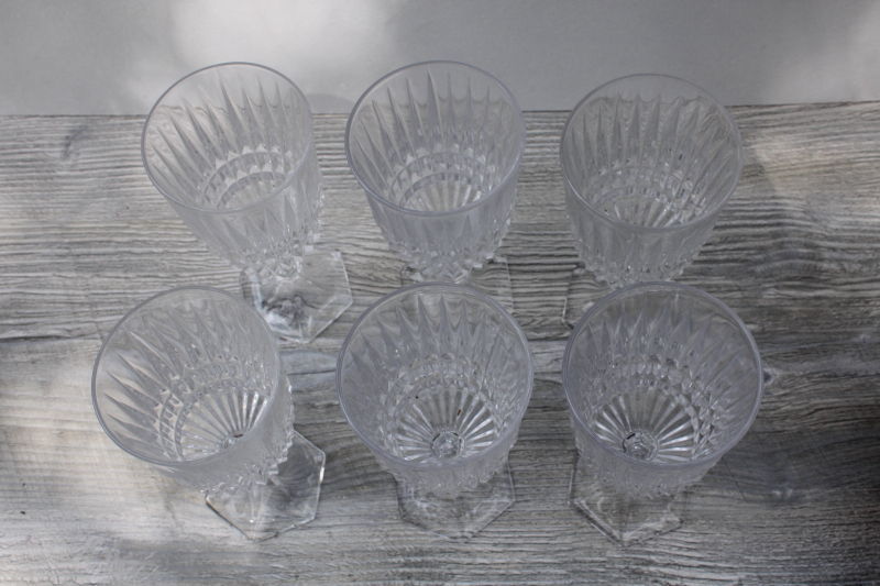 photo of vintage Fostoria Heritage water glasses, set of 6 goblets heavy crystal stemware #4