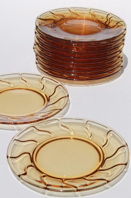 photo of vintage Fostoria Jamestown amber glass salad or luncheon plates, set of 12 #1