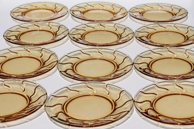 photo of vintage Fostoria Jamestown amber glass salad or luncheon plates, set of 12 #2