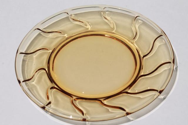 photo of vintage Fostoria Jamestown amber glass salad or luncheon plates, set of 12 #3