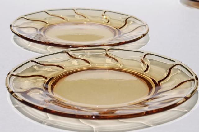 photo of vintage Fostoria Jamestown amber glass salad or luncheon plates, set of 12 #4