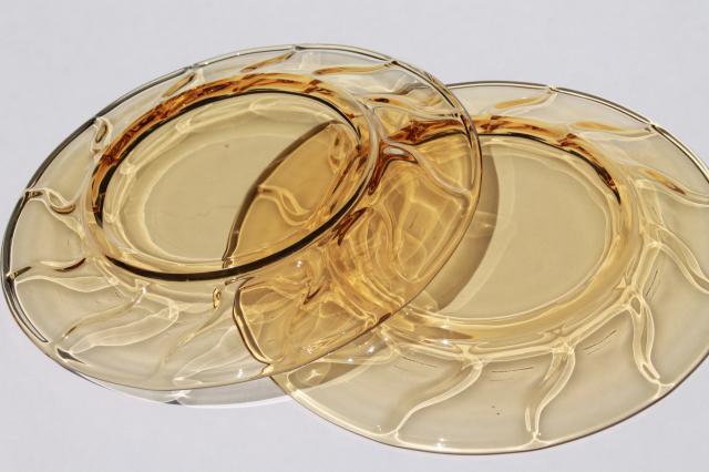 photo of vintage Fostoria Jamestown amber glass salad or luncheon plates, set of 12 #5