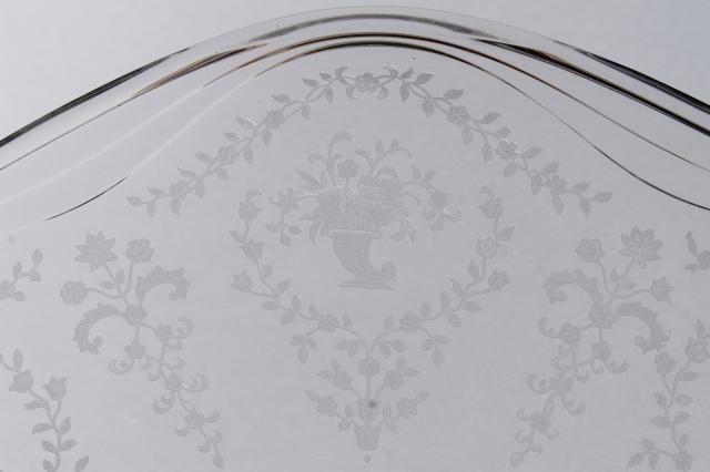 photo of vintage Fostoria Mayflower etch cake / torte plate, Coronet shape etched glass #5