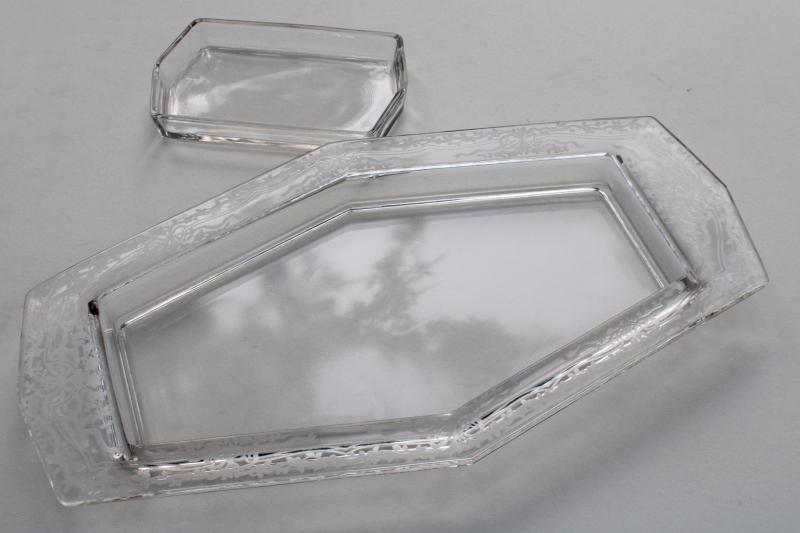 photo of vintage Fostoria Romance etch crystal clear glass relish tray w/ insert #3