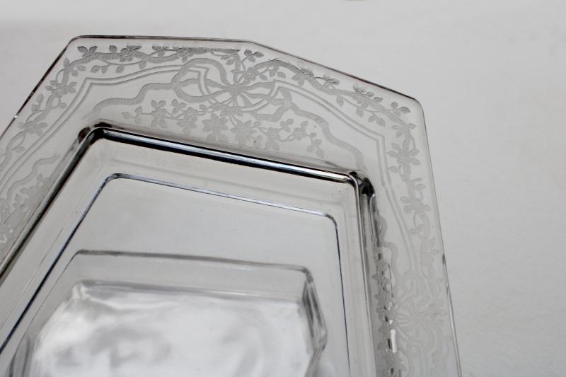 photo of vintage Fostoria Romance etch crystal clear glass relish tray w/ insert #4